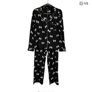 Kate Spade Black Pajama Set with White Bow Print
